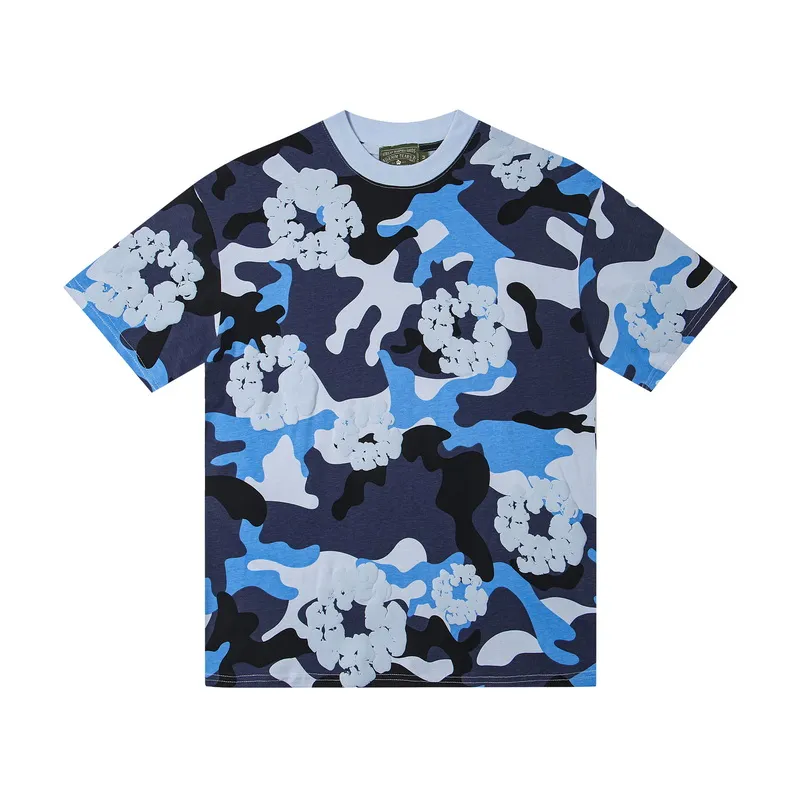 D316# ​​Top P132 D317# Pants P136 DENIM TEARS Kapok European and American fashion brand high quality correct version foam flocking camouflage printed short-sleeved suit Color Camouflage blue Camouflage powder Camouflage gray Camouflage apricot Camouflage green Size S-XL